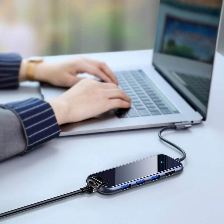 Baseus 6-in-1 Type-C Network Multi-functional HUB (Type-C to 3xUSB3.0+HD4K+RJ45+PD) CAHUB-DZ0G - Image 2