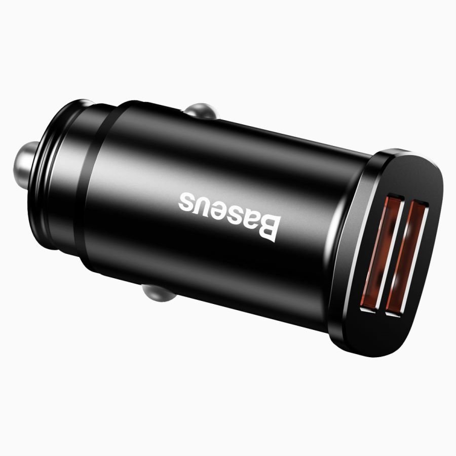 Baseus Square Metal 30W QC3.0 Dual Port Car Charger - Image 2