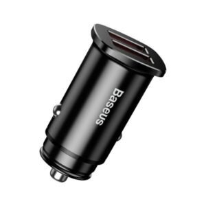 Baseus Square Metal 30W QC3.0 Dual Port Quick Car Charger (USB-A + USB-A) - Black (CCALL-DS01)