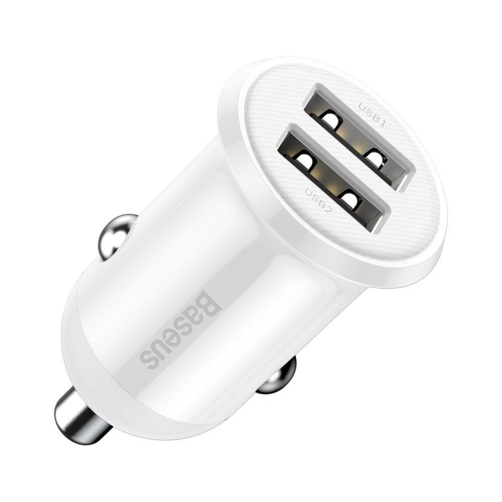 Baseus Grain Pro 4.8A Dual USB Port Car Charger – White (CCALLP-02)