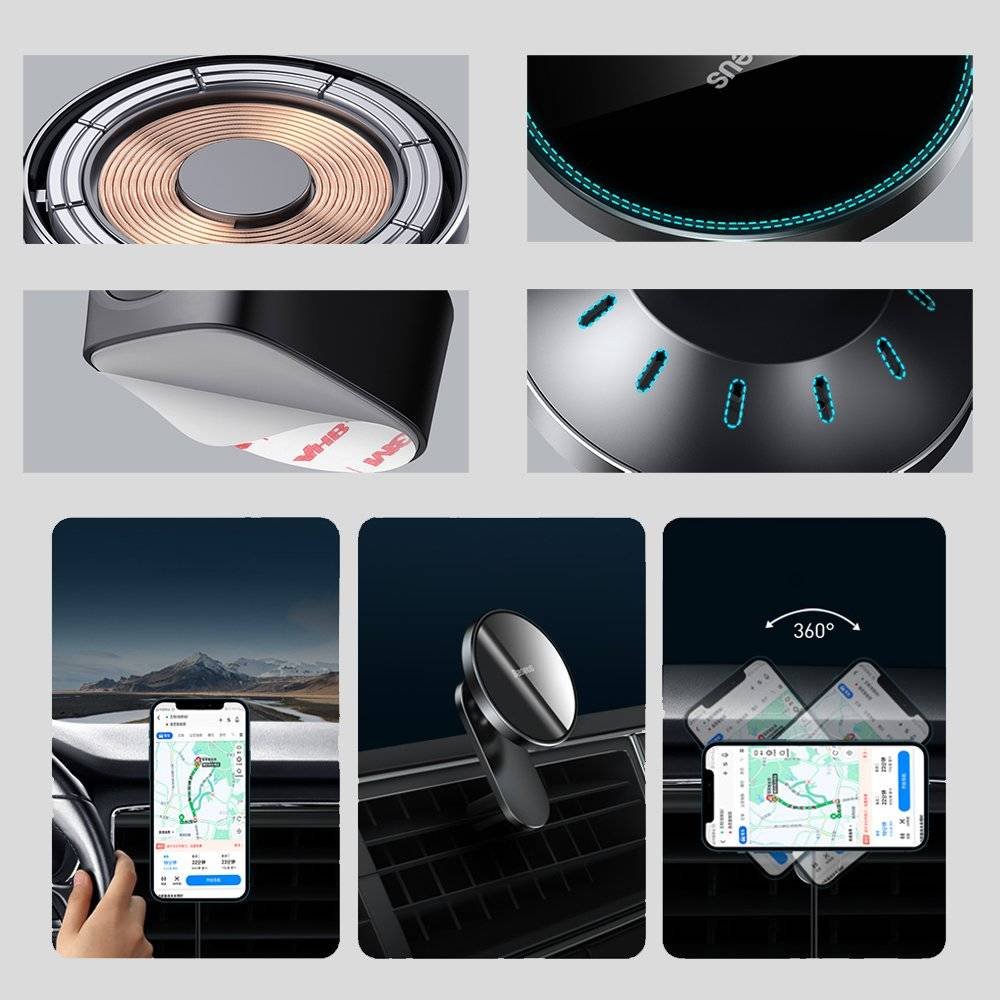 Baseus Magnetic Car Phone Holder Wireless Qi Charger 15 W – WXJN-01 - Image 4