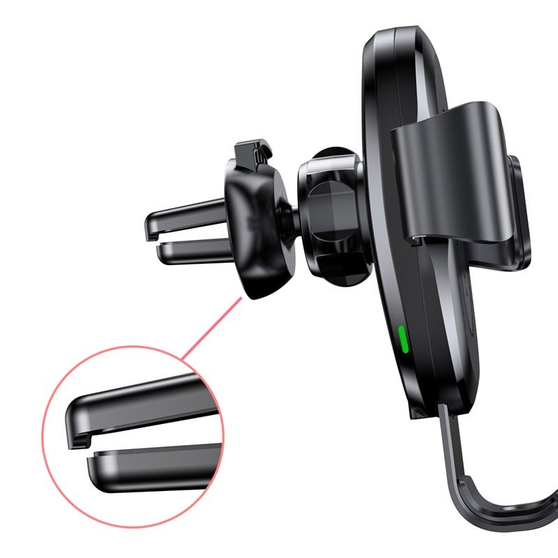 Baseus Wireless Charger Gravity Car Mount Phone Bracket Air Vent Holder + Qi Charger Black -WXYL-01 - Image 5