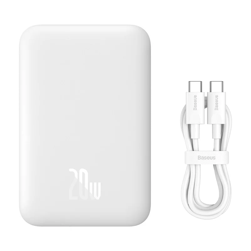 Baseus Magnetic Mini 10000mAh 20W Wireless Fast Charge Power Bank - White - Image 2