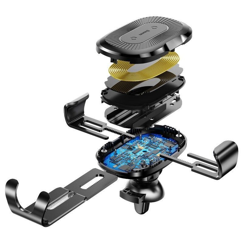 Baseus Wireless Charger Gravity Car Mount Phone Bracket Air Vent Holder + Qi Charger Black -WXYL-01 - Image 2