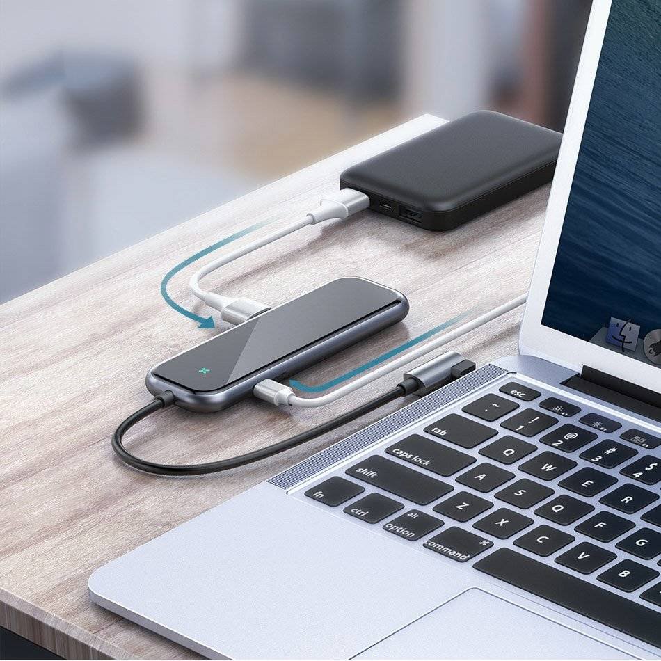 Baseus 4 in 1 Type-c Multi-functional Hub (Type-C to 3xUSB3.0 / PD) Deep Gray – CAHUB-EZ0G - Image 3