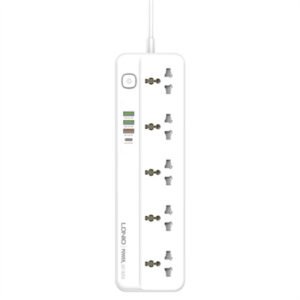 LDNIO 5 AC Outlets Universal Power Strip With 4 USB PD/QC 3.0 Port – SC5415