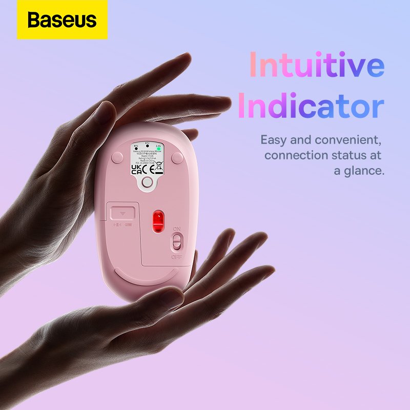 Baseus F01B Creator Tri-Mode Wireless Mouse - Pink - Image 3