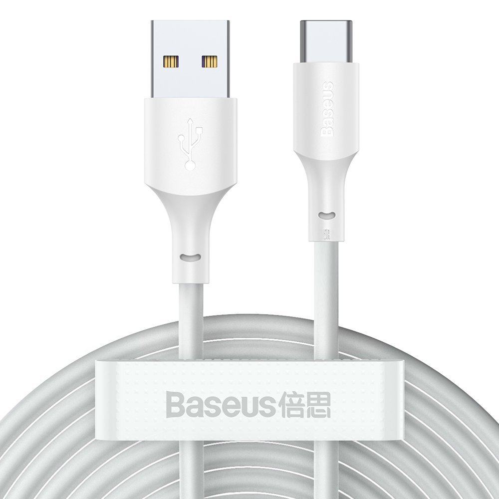 Baseus 5A 1.5m USB - Type-C Simple Wisdom Data Cable Kit - White (2PCS) - Image 2