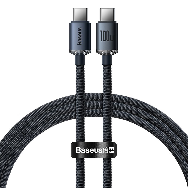 Baseus Crystal Shine Series 1m 100W Type-C to Type-C Fast Charging Cable – Black (CAJY000601)
