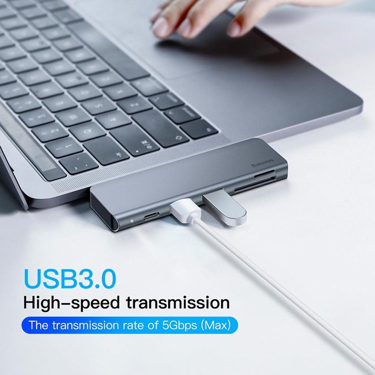 Baseus Harmonica 5-in-1 Type-C Hub Adapter - Grey - Image 9