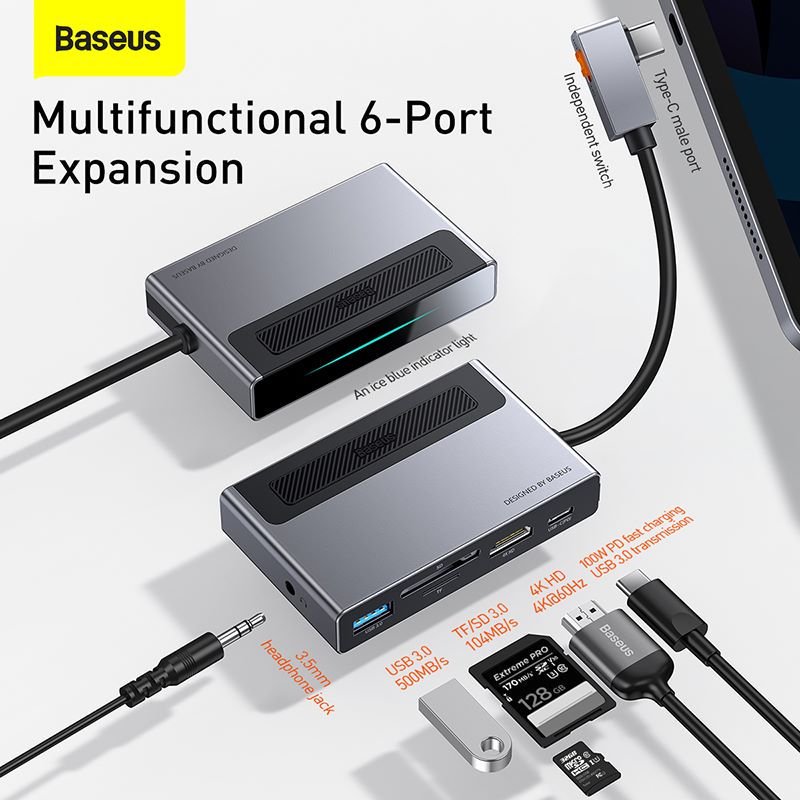 Baseus 6-in-1 Magic Multifunctional Type-C Hub - Image 2