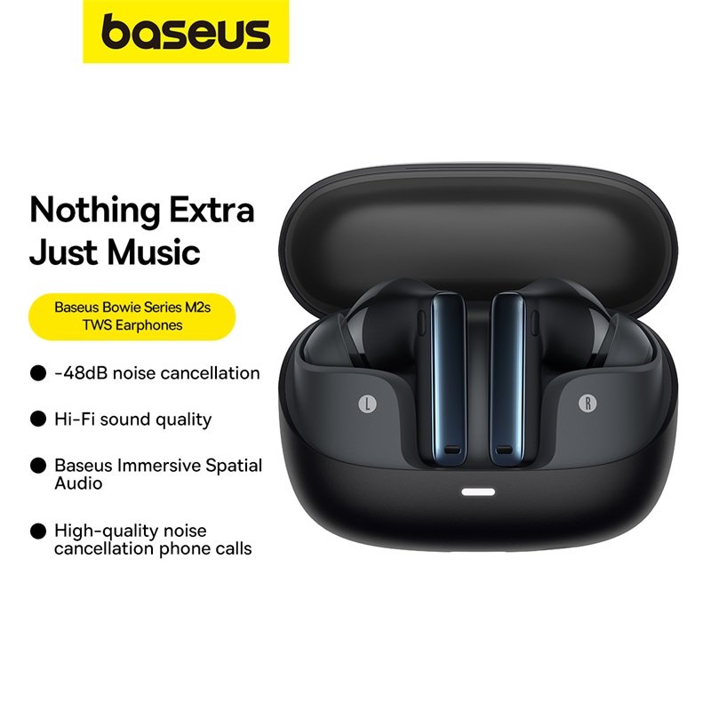 Baseus Bowie M2s ANC True Wireless Earphones - Cluster Black - Image 5