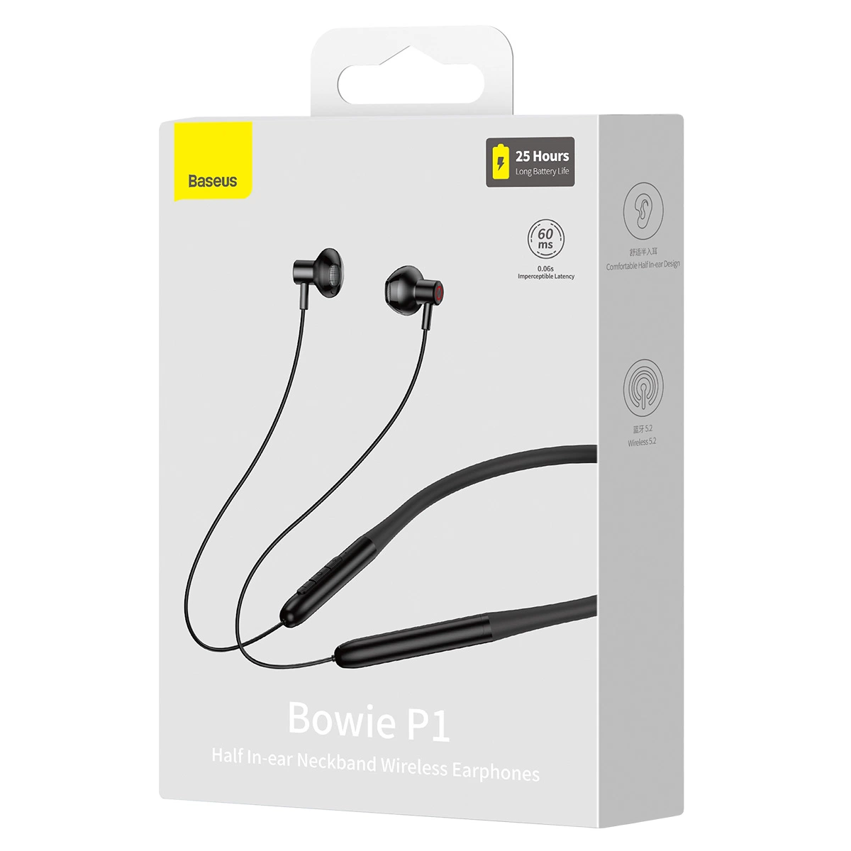 Baseus Bowie P1 Neckband Wireless Half In-ear Earphones - Black - Image 9