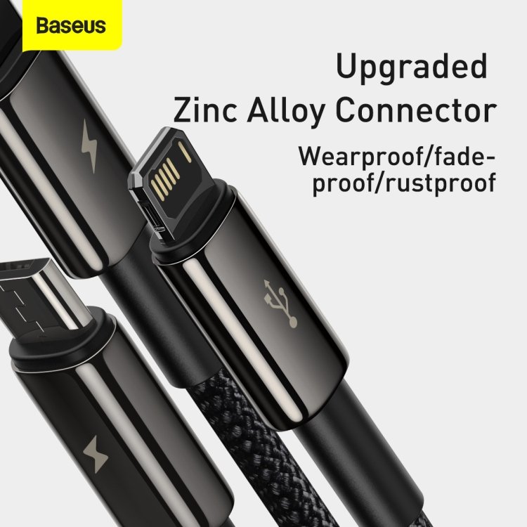 Baseus Tungsten 3-in-1 USB to M+L+C 3.5A Fast Charging Cable - Image 7