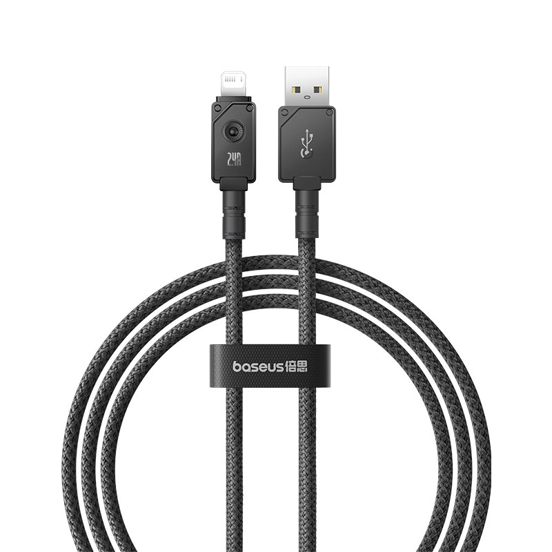 Baseus Unbreakable Series 1m USB to Lightning 2.4A Fast Charging Data Cable – Cluster Black (P10355802111-00)