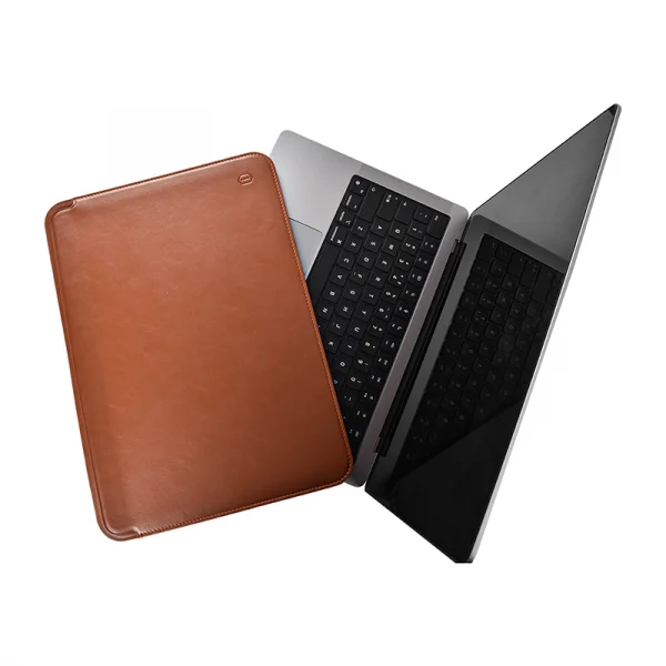 WIWU Skin Pro Platinum 16.2 Inch Leather Sleeve - Brown - Image 4