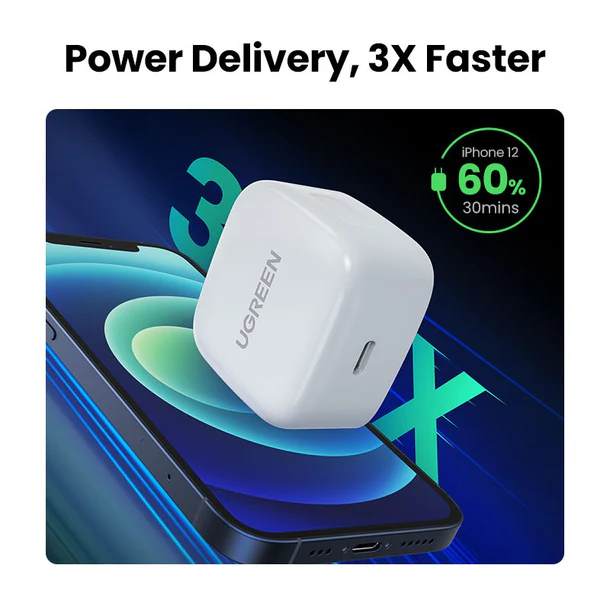 UGREEN 20W Type-C PD Fast Charger UK - White - Image 8