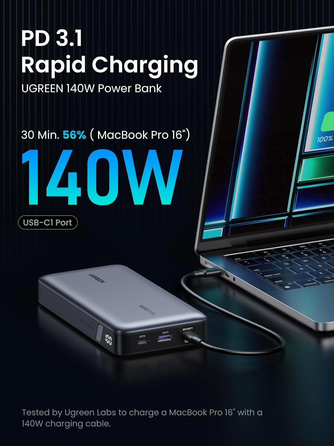 UGREEN 145W 25000mAh Two-way Fast Charging Power Bank - Image 6