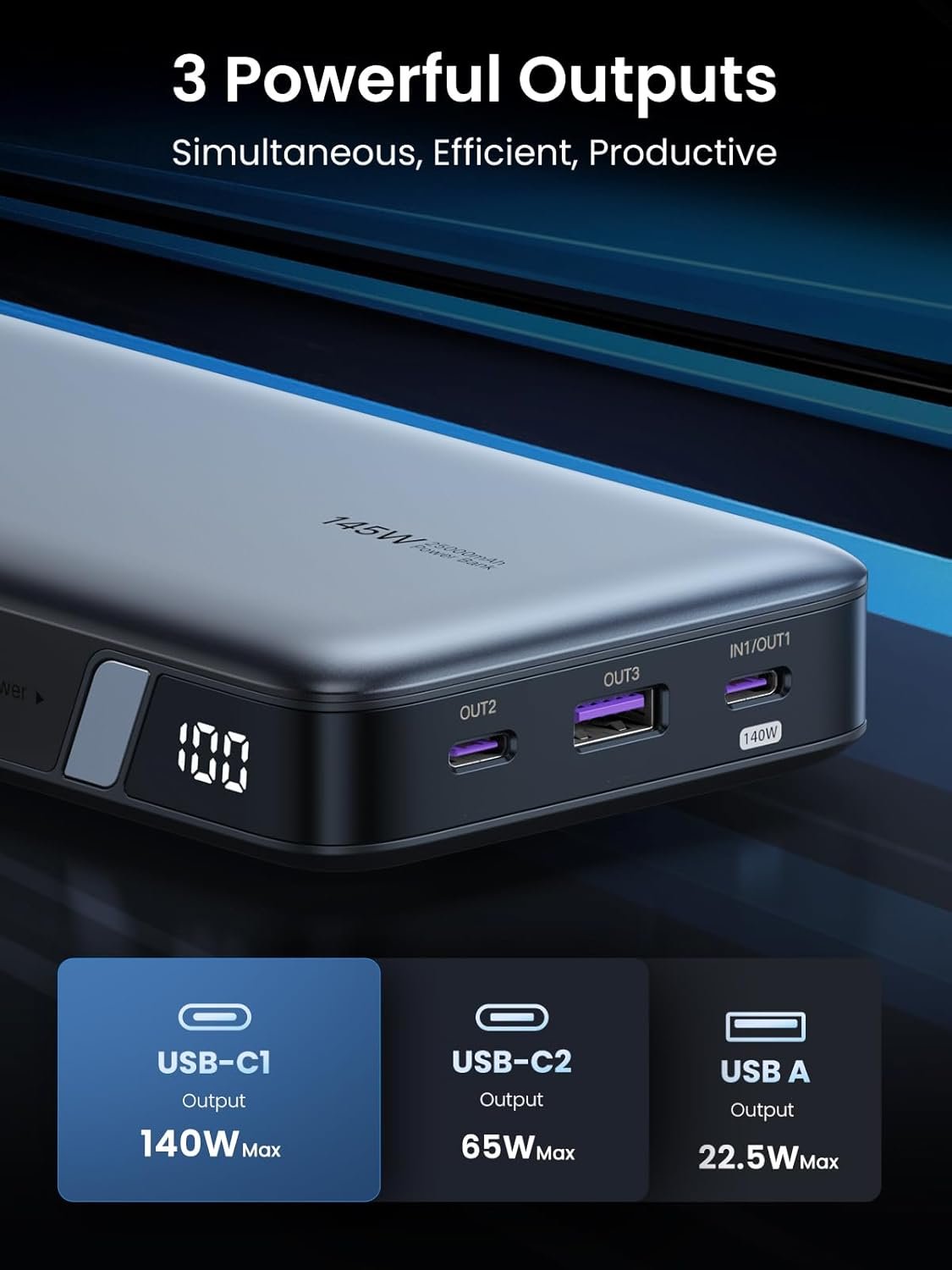 UGREEN 145W 25000mAh Two-way Fast Charging Power Bank - Image 8