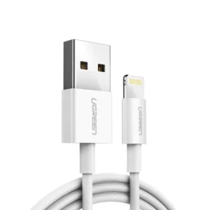 UGREEN 2.4A USB to Lightning Nickel Plating ABS Shell 1 Meter MFI Certified Cable  - White (US155 - 20728)