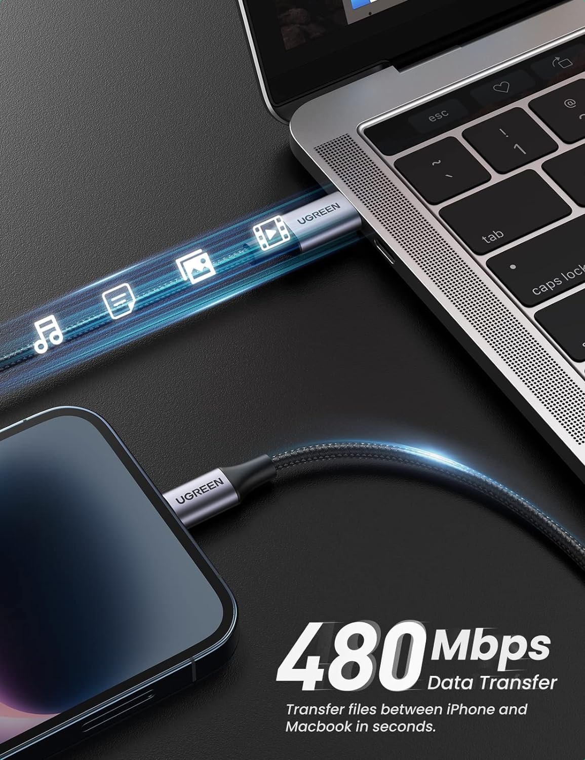 UGREEN 3A 1m Type-C to Lightning MFI Certified Cable - Image 7