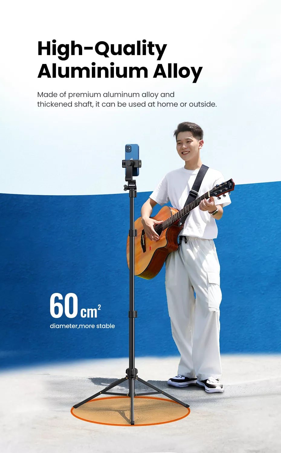 UGREEN 3-Section Foldable Tripod Stand with Phone Mount - Image 6