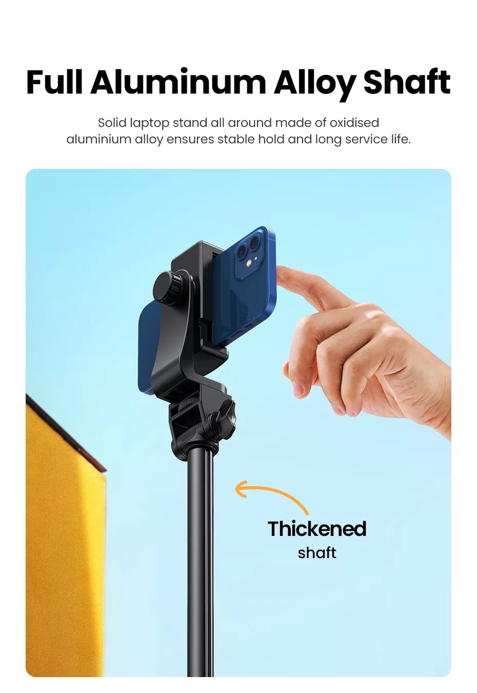 UGREEN 3-Section Foldable Tripod Stand with Phone Mount - Image 7