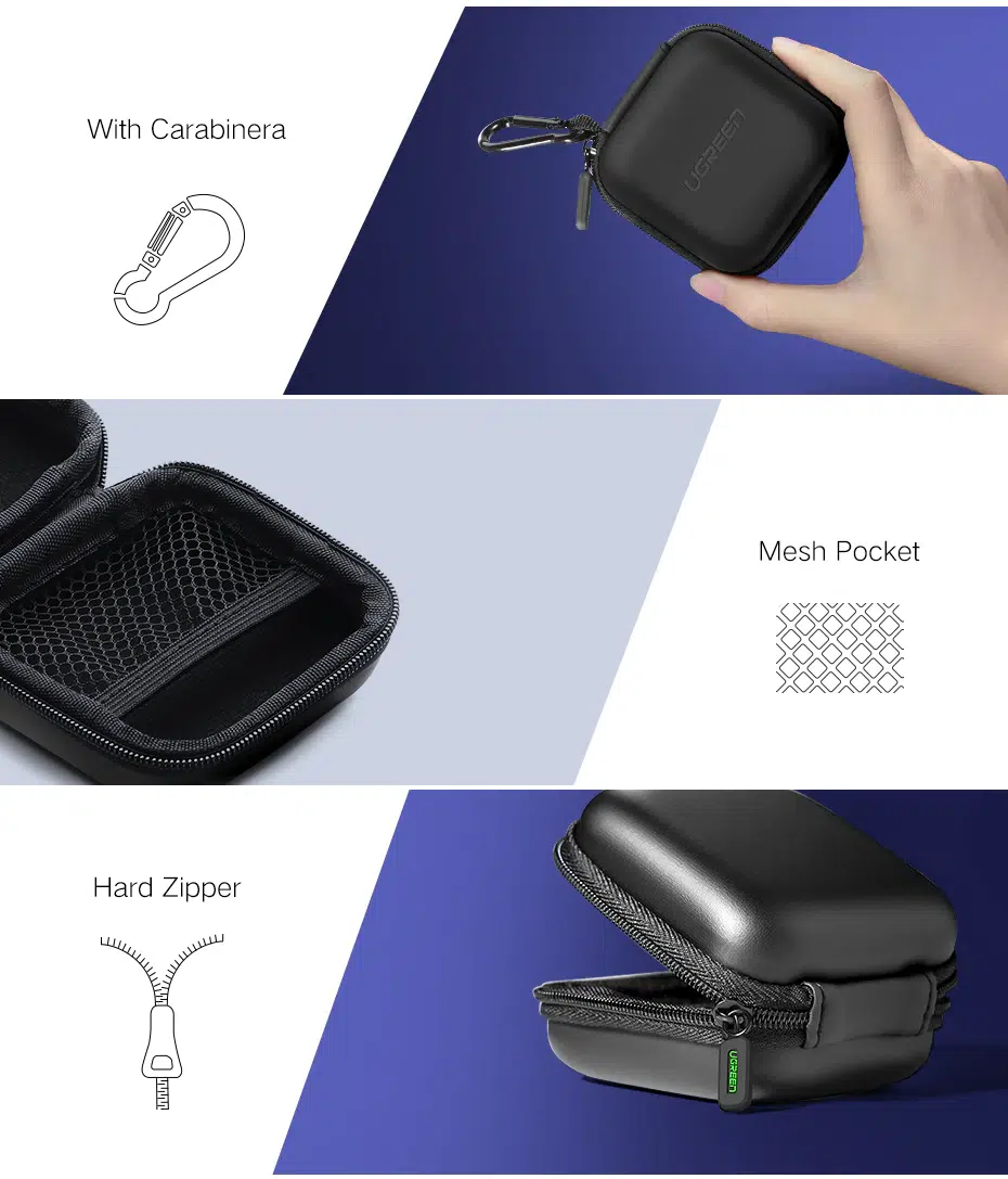 UGREEN Earphone Storage Bag - Black - Image 6