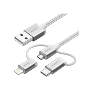 UGREEN 3-in-1 2.0-A 1.5m USB to Lightning, Type-C, Micro Multifunction Cable - Silver (US186 - 50203)