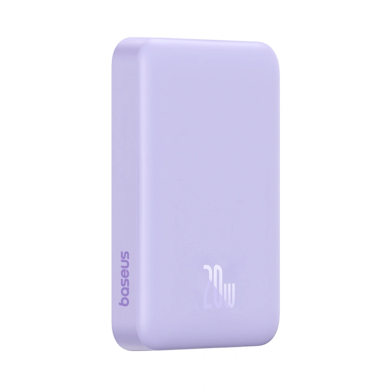 Baseus Magnetic Mini Air 6000mAh 20W Wireless Fast Charge Power Bank with Simple Series 30cm Type-C to Type-C Charging Cable – Stellar White (P10059002513-00)