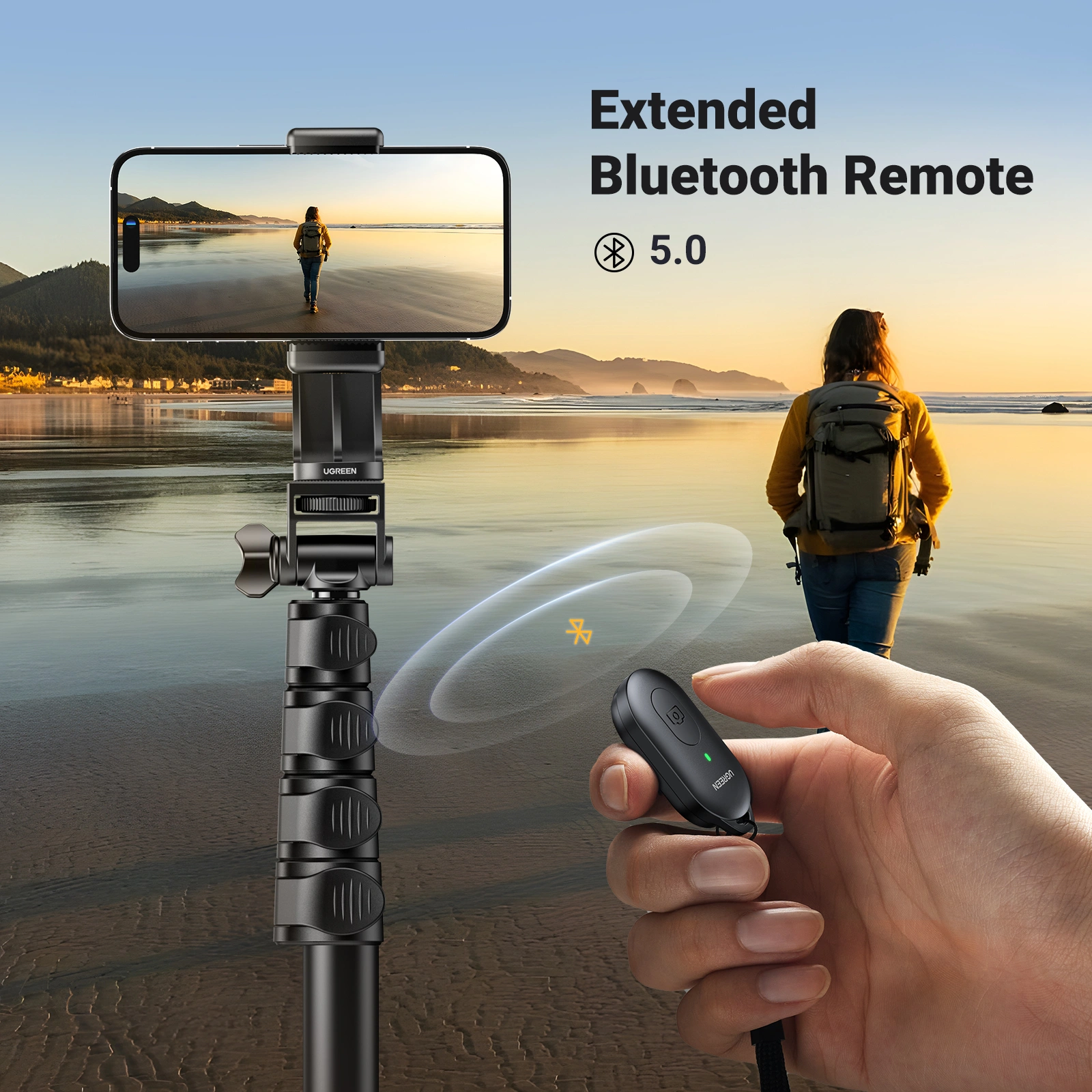 UGREEN Tripod and Selfie Stick with Bluetooth Remote - Image 6