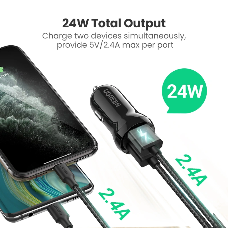 UGREEN 24W Dual USB A Car Charger - Image 4