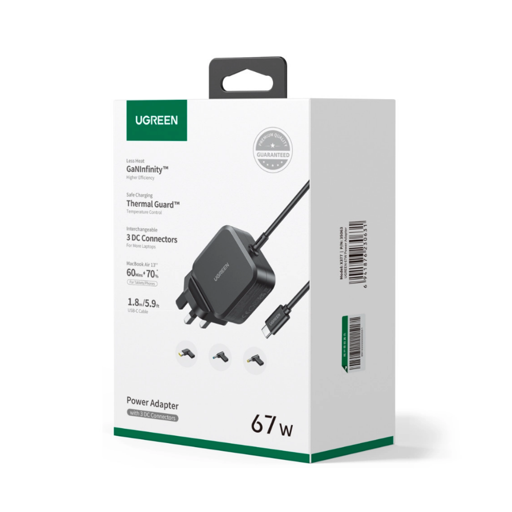 UGREEN 67W GaN Power Adapter with 3 DC Connectors - Image 6