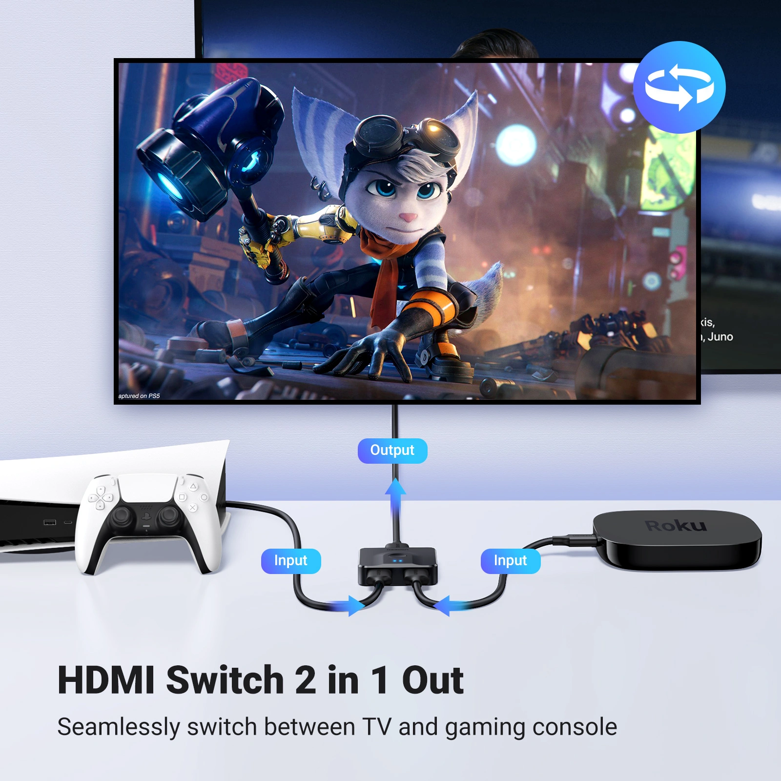UGREEN HDMI Switcher 2-In 1-Out 4K@60Hz - Image 4