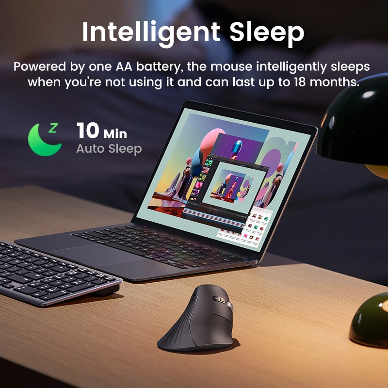UGREEN Multi-Mode Bluetooth + Wireless Vertical Mouse - Image 2