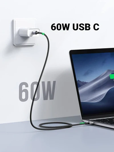UGREEN 60W 2m Type-C to Type-C PD Round Cable - Image 2