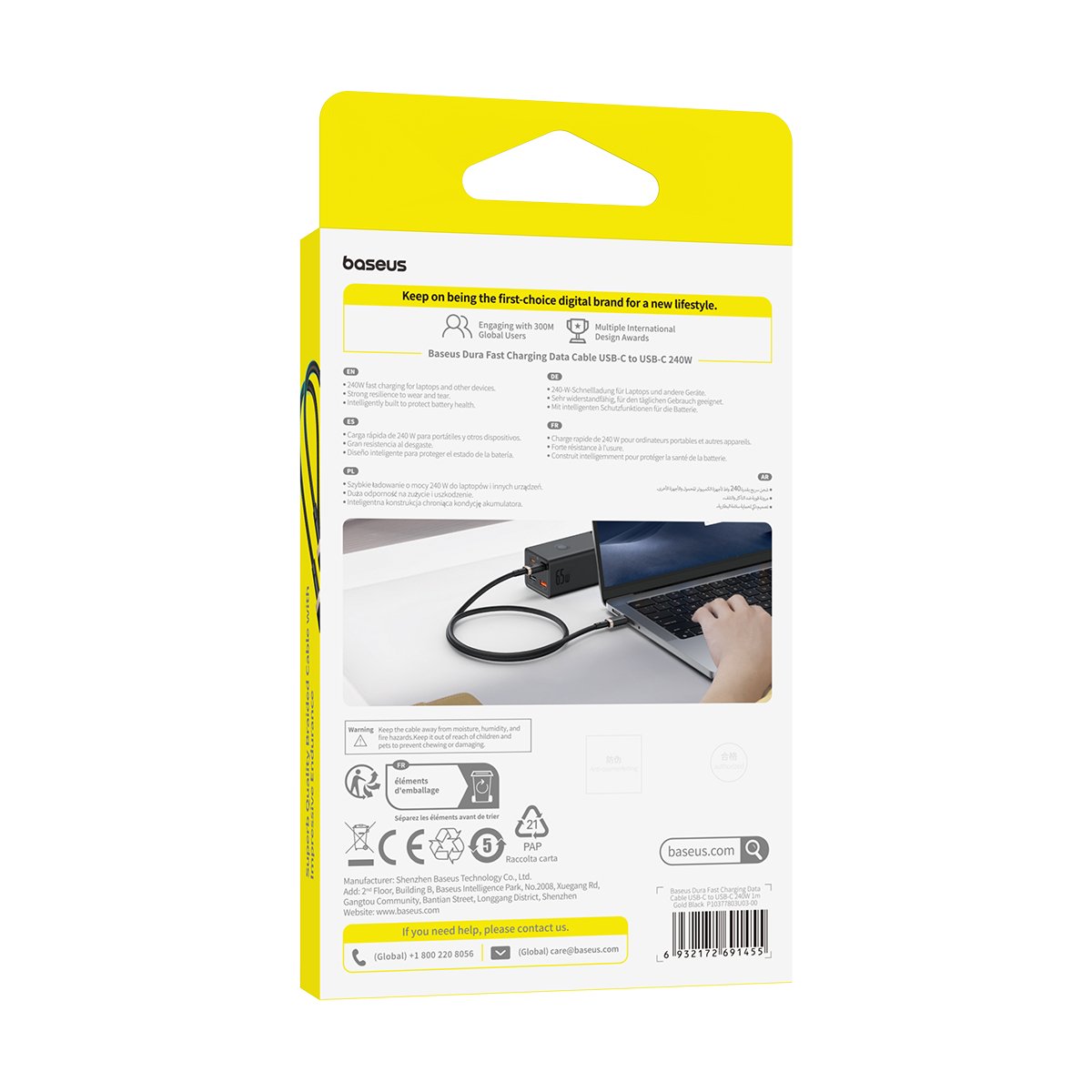 Baseus Dura 240W USB-C to USB-C 1m Fast Charging Cable - Image 7
