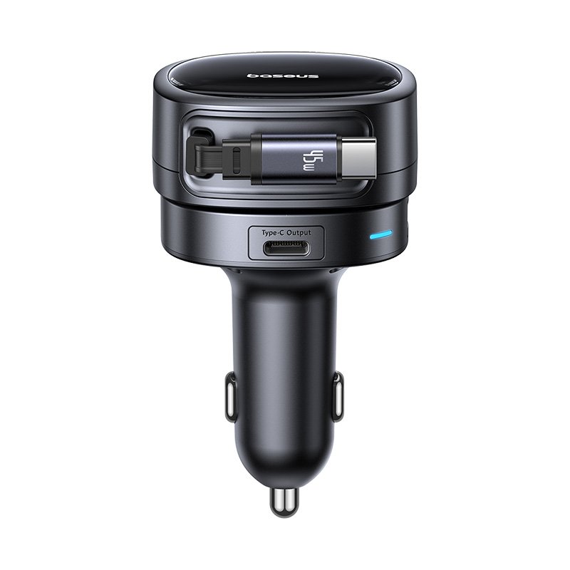 Baseus PrimeTrip VR1 60W Car Charger with Retractable Cable (U+C)+Type-C - Cosmic Black – C00069001121-00
