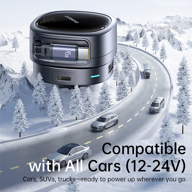 Baseus PrimeTrip VR1 60W Car Charger with 45W Retractable Cable (U+C)+Type-C - Image 8