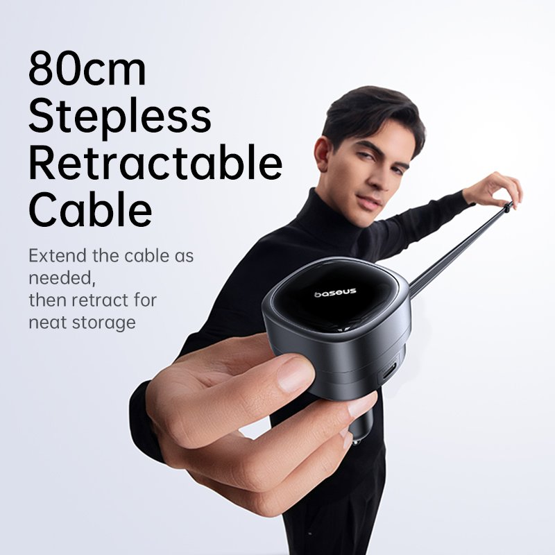 Baseus PrimeTrip VR1 60W Car Charger with 45W Retractable Cable (U+C)+Type-C - Image 5