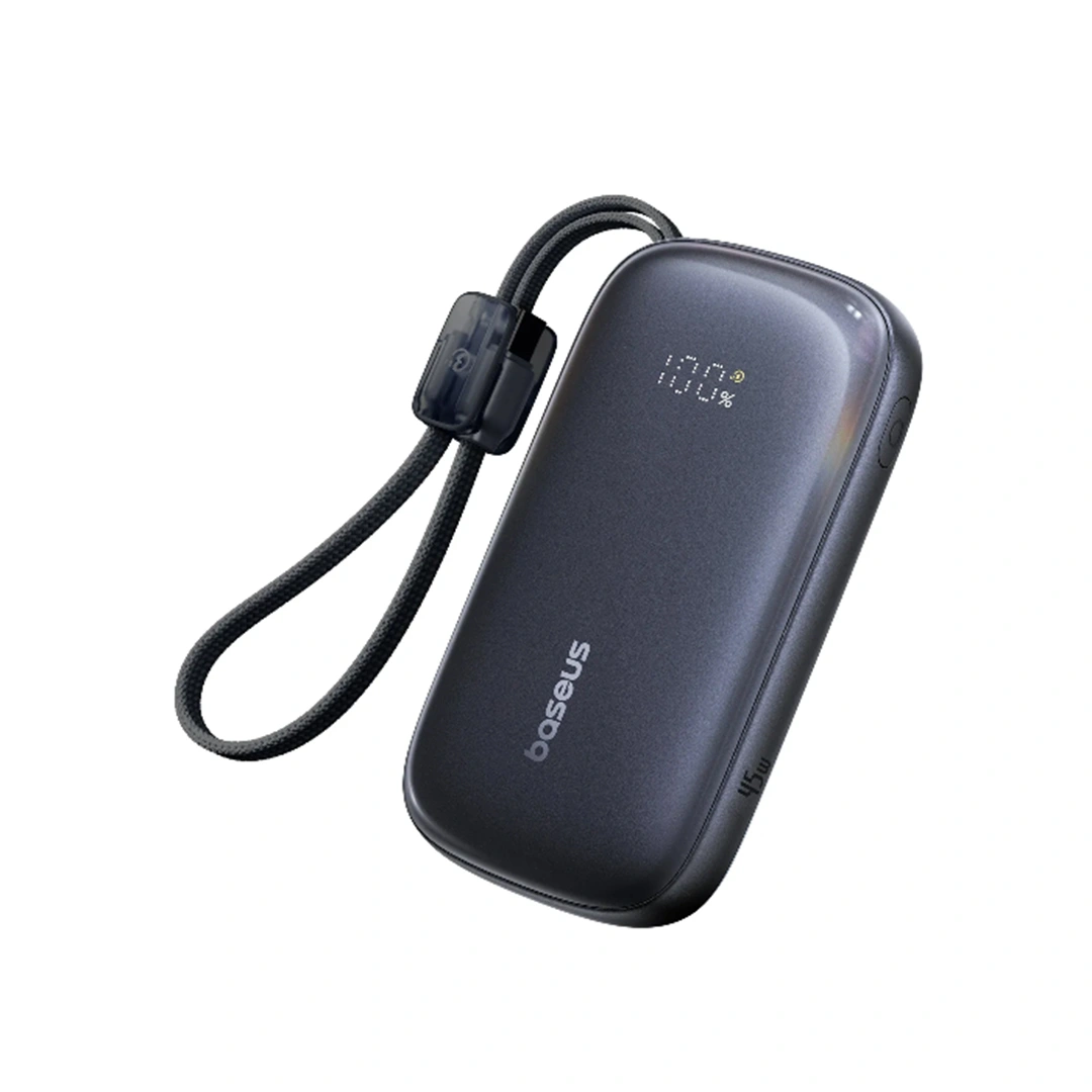 Baseus EnerFill FC21 “QPow 3 Ultra” 10000 mAh 45W Power Bank with Detachable USB‑C Cable (Cosmic Black) – E0027Q00