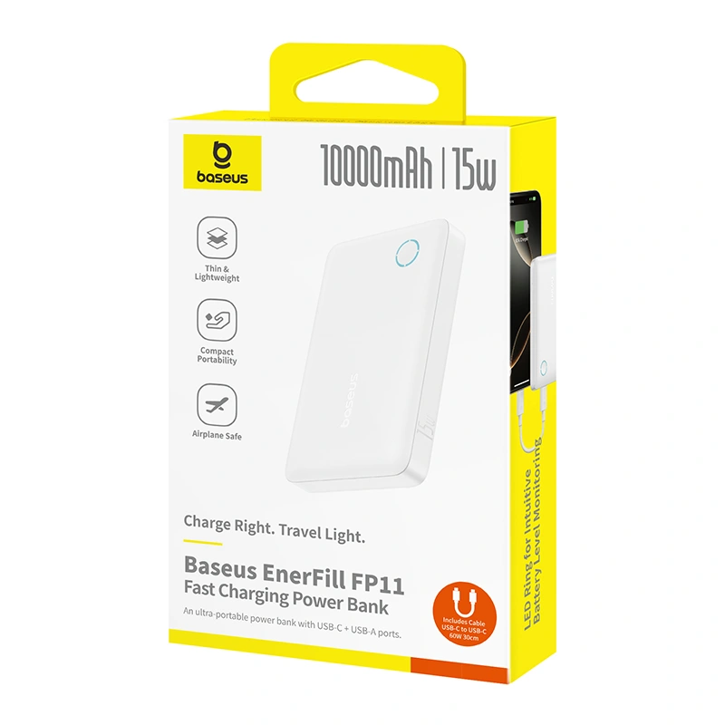 Baseus EnerFill FP11 10000mAh 15W Fast Charging Power Bank – Moon White - Image 15