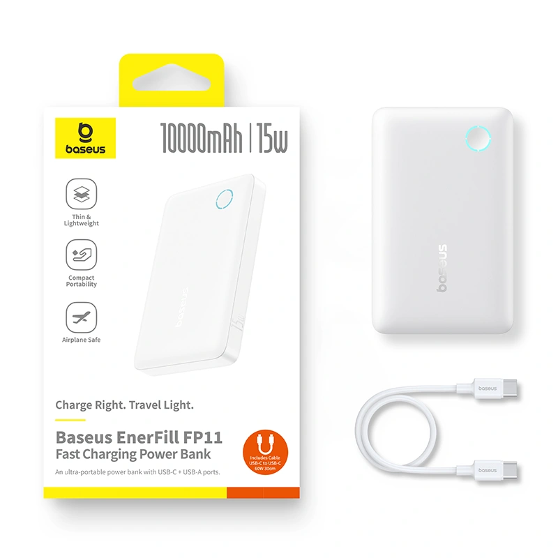 Baseus EnerFill FP11 10000mAh 15W Fast Charging Power Bank – Moon White - Image 16