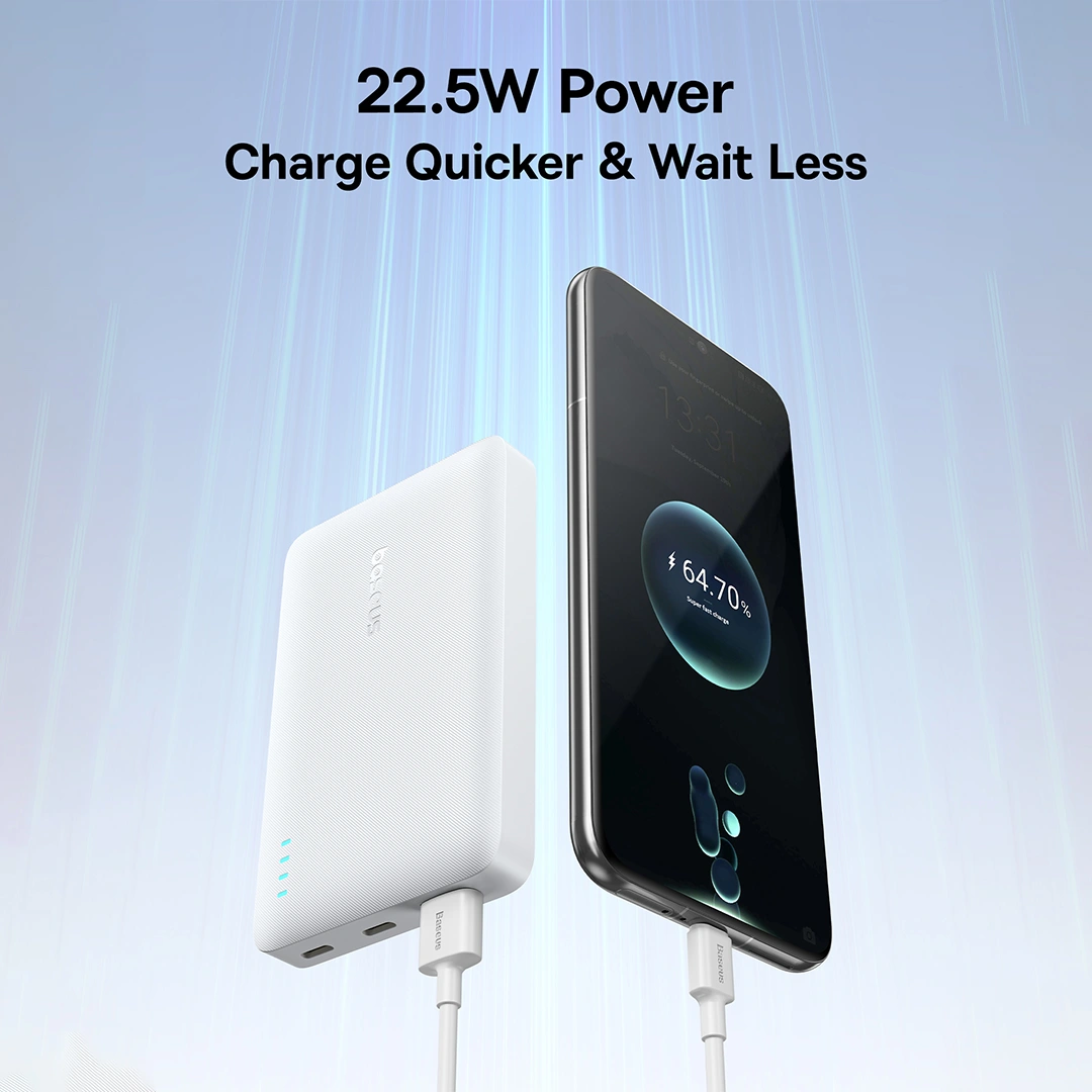Baseus EnerFill FP21 10000mAh 22.5W Fast Charging Power Bank – Moon White - Image 7