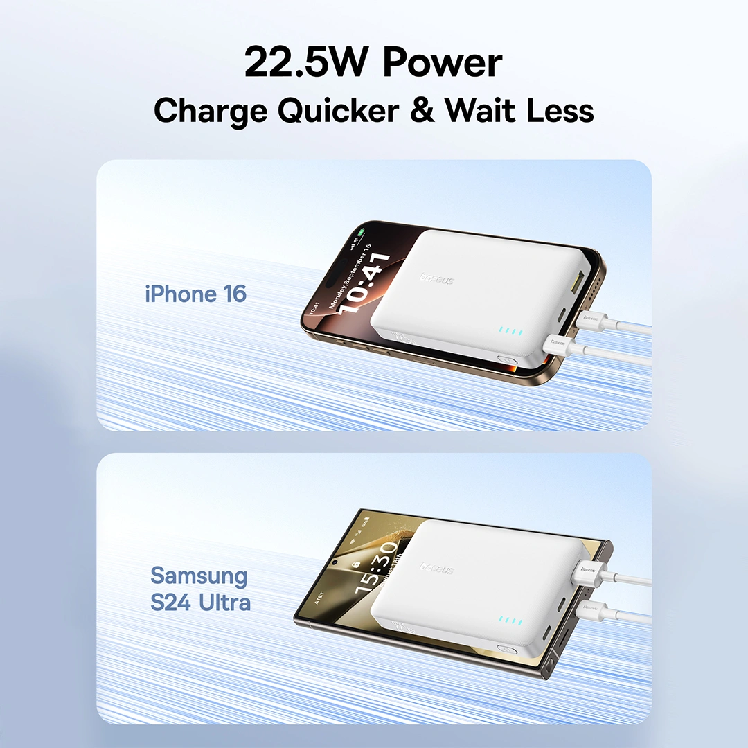 Baseus EnerFill FP21 10000mAh 22.5W Fast Charging Power Bank – Moon White - Image 12
