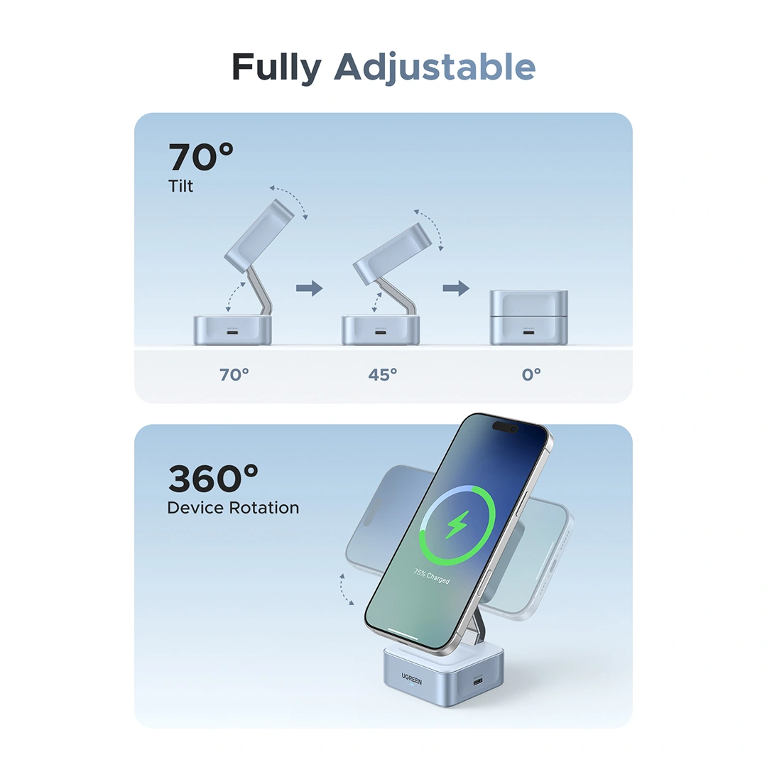 UGREEN 25W Qi2 MagFlow 2-in-1 Wireless Charger - Image 12