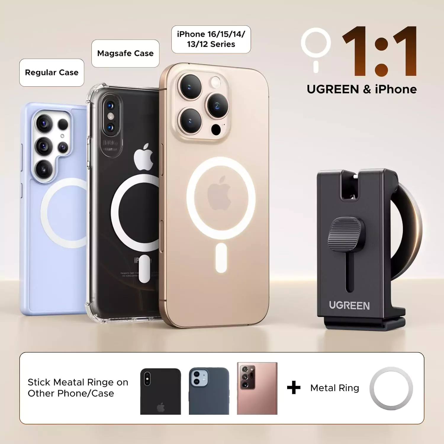 UGREEN 360 Rotation Magnetic Travel Clip Type Phone Holder - Image 4