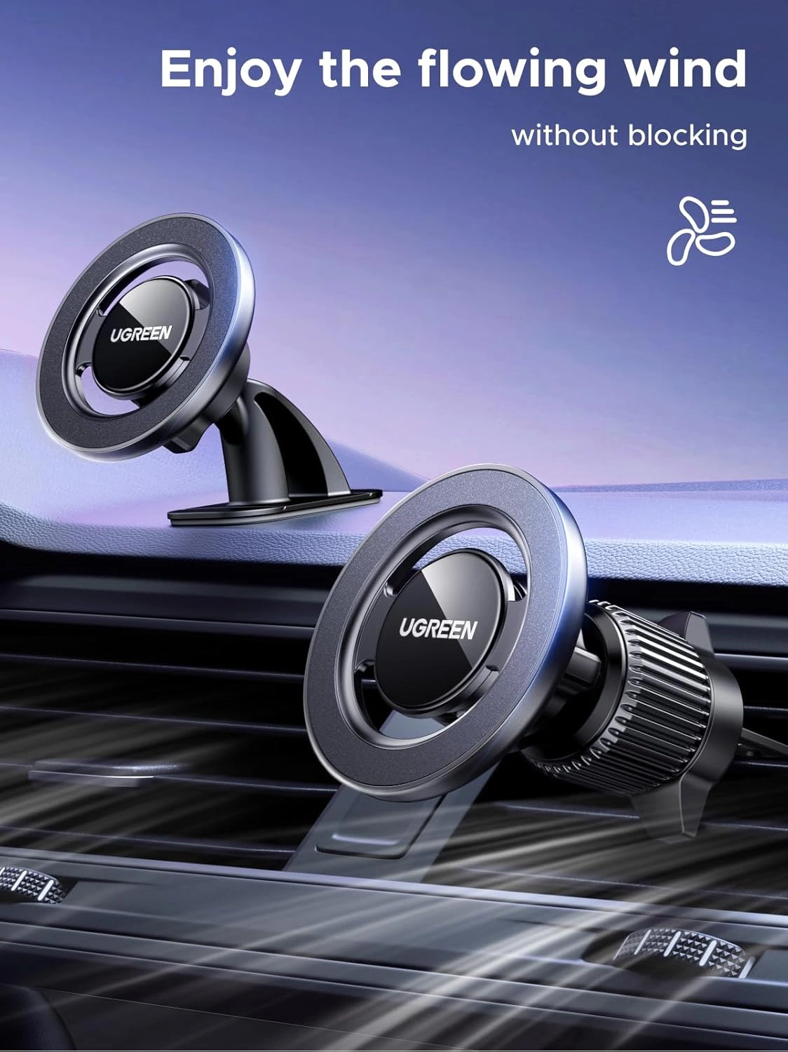 UGREEN Universal Car Vents & Dashboard Phone Mount (Set) - Image 2