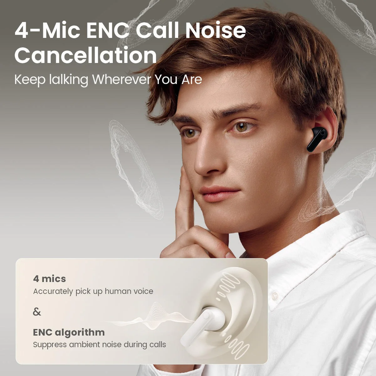 Haylou HQ5 True Wireless Noise Cancellation Earphones - Black - Image 6