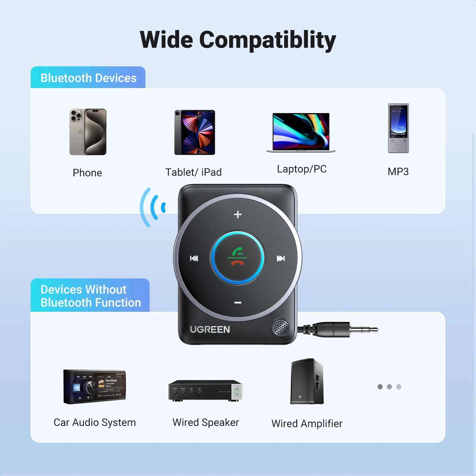 UGREEN 3.5mm Bluetooth 5.4 Receiver Audio Dual Connection Adapter - Image 10
